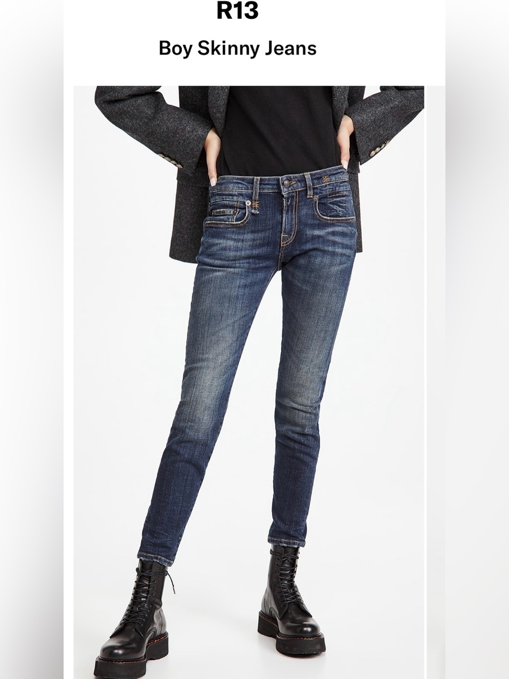 R13 Boy Skinny Jeans Women’s Size 27 Howell Indigo Made in Italy